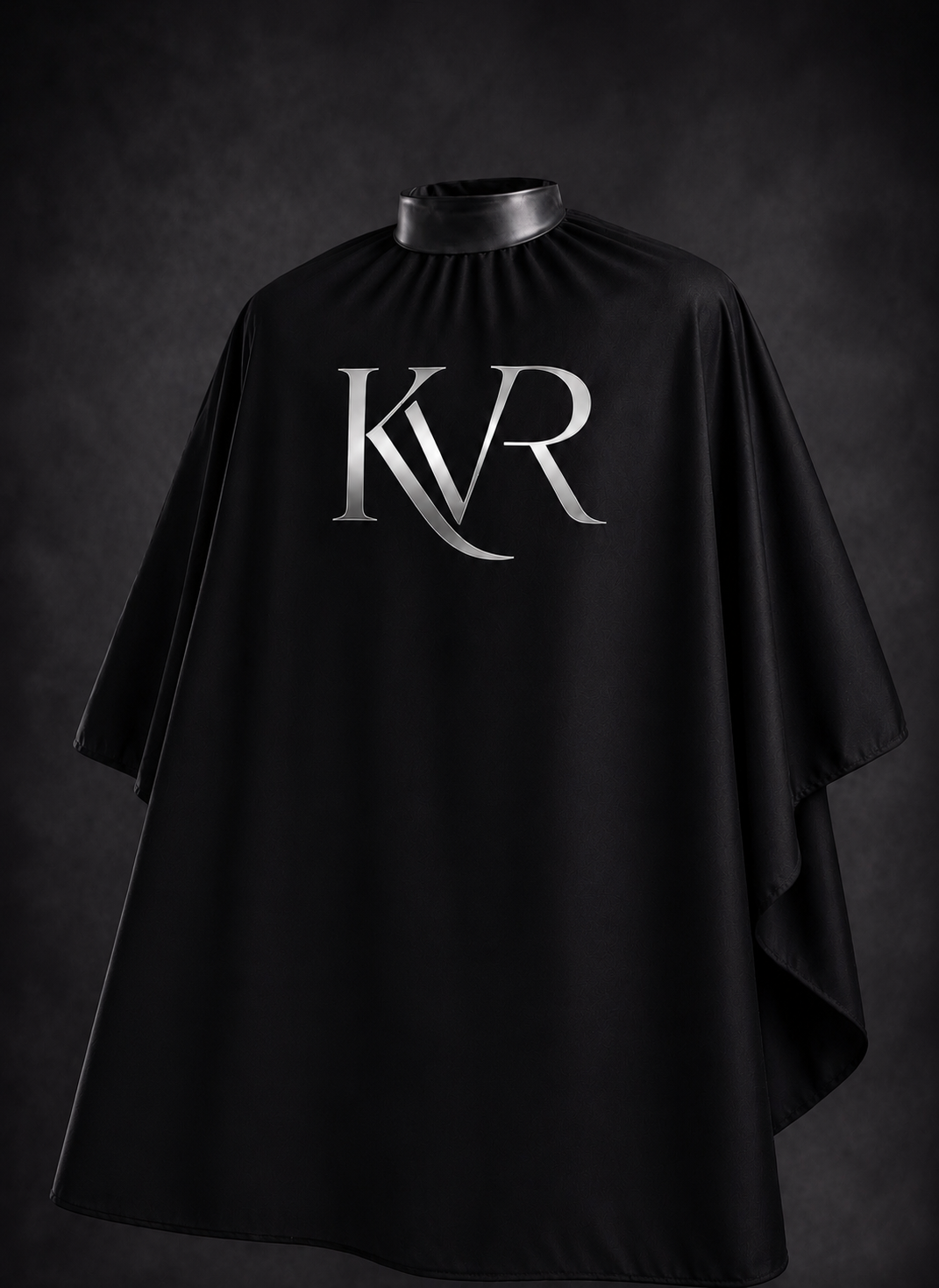KVR Professional All-Black Barber Cape with Silicone Neck Seal